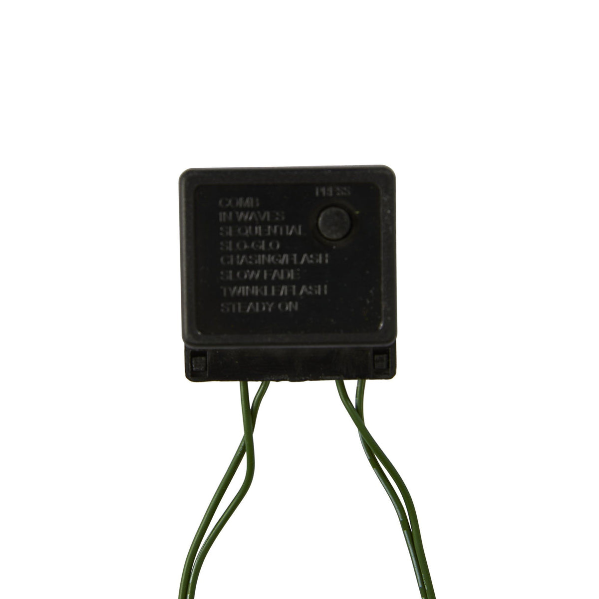 a black square object with green wires
