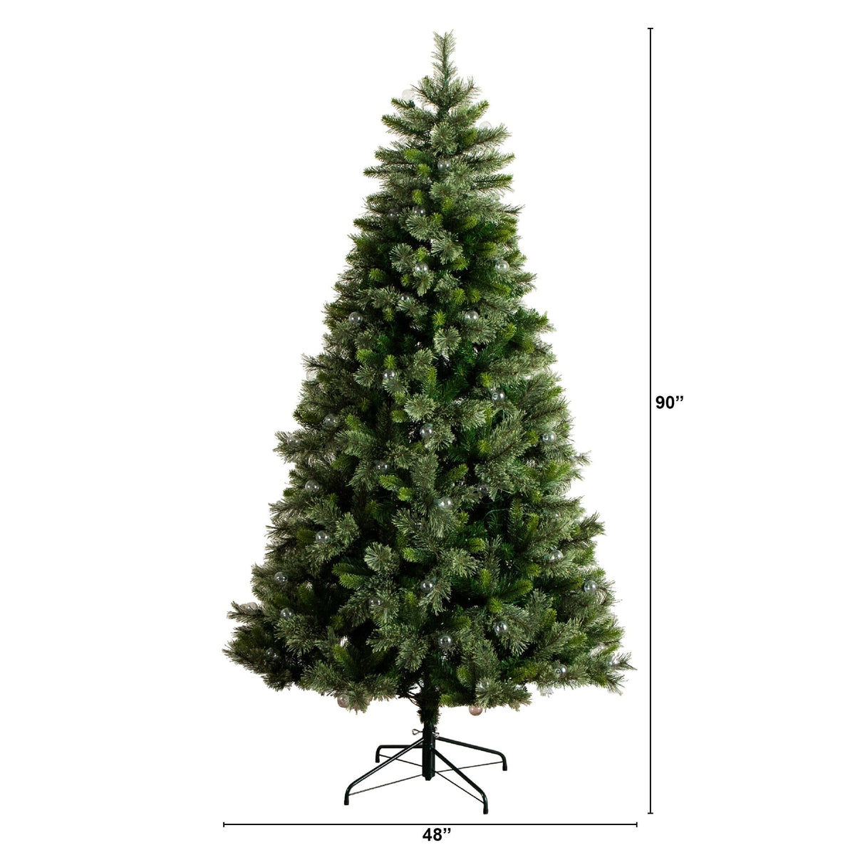 a tall christmas tree with a height of a size