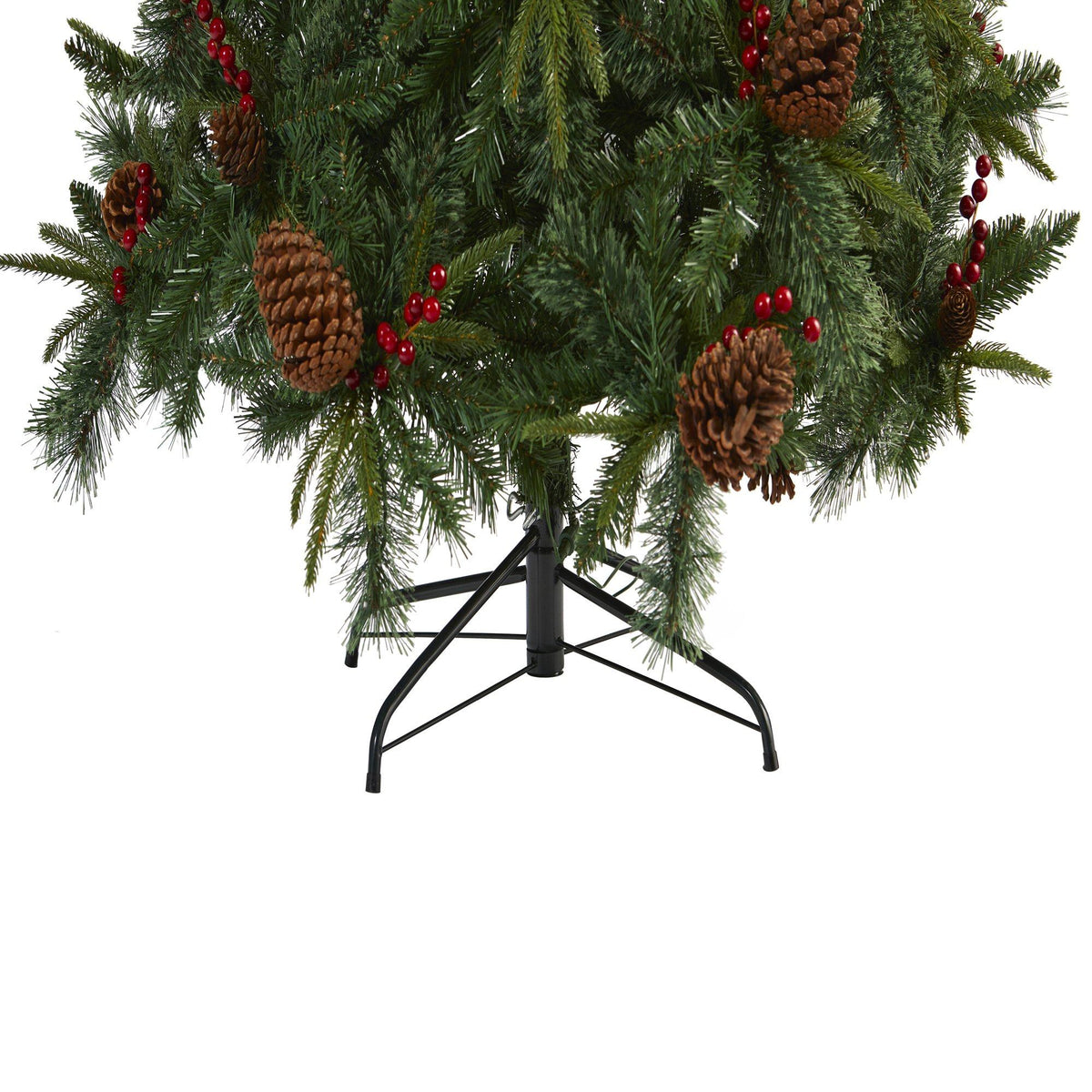 a christmas tree with pine cones and berries