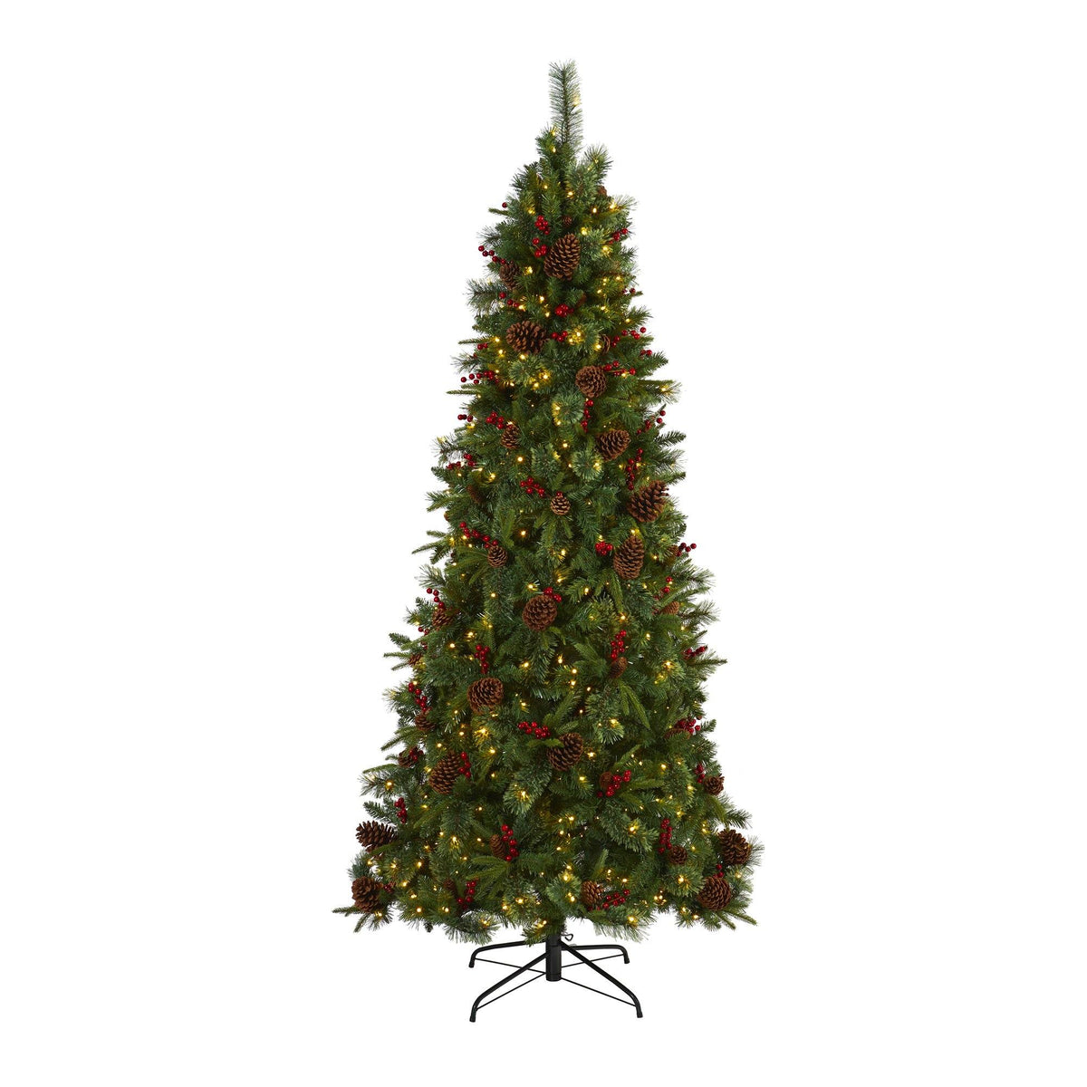 a christmas tree with lights and ornaments