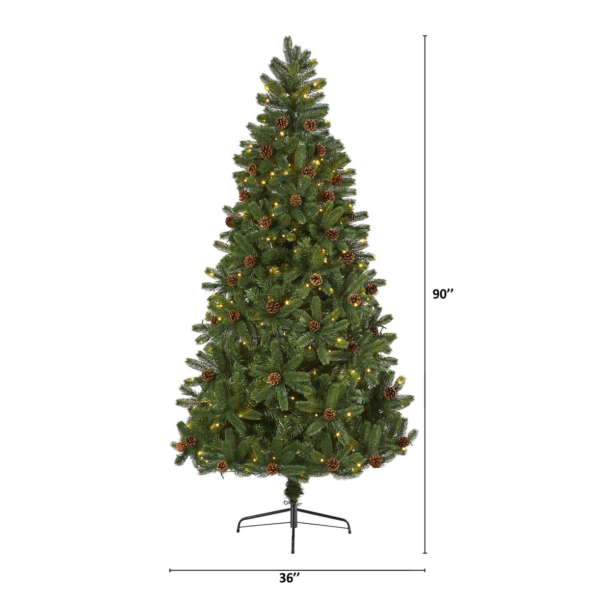 a christmas tree with lights and balls