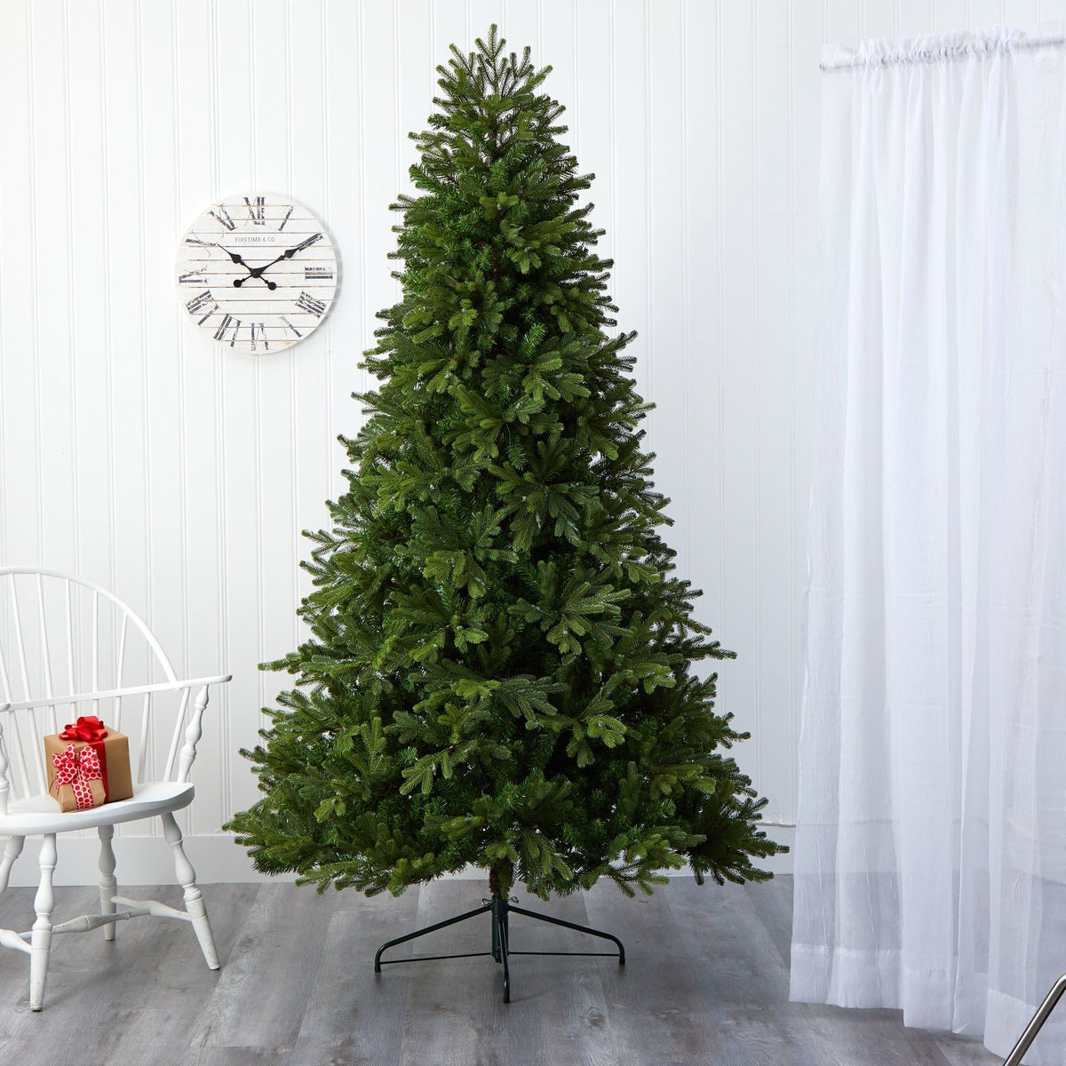a christmas tree in a room