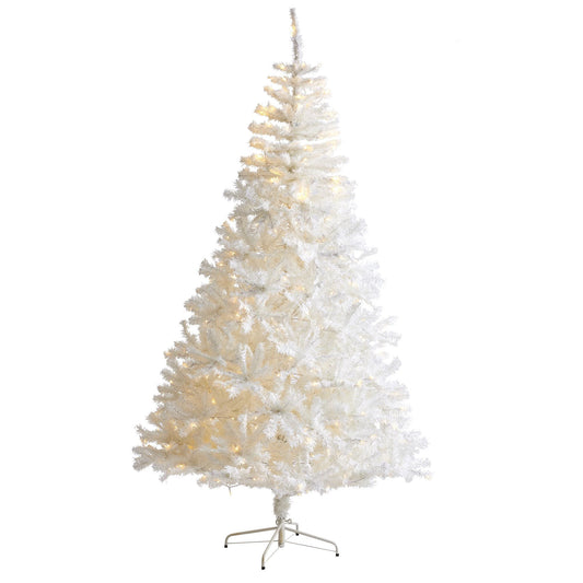 a white christmas tree with lights