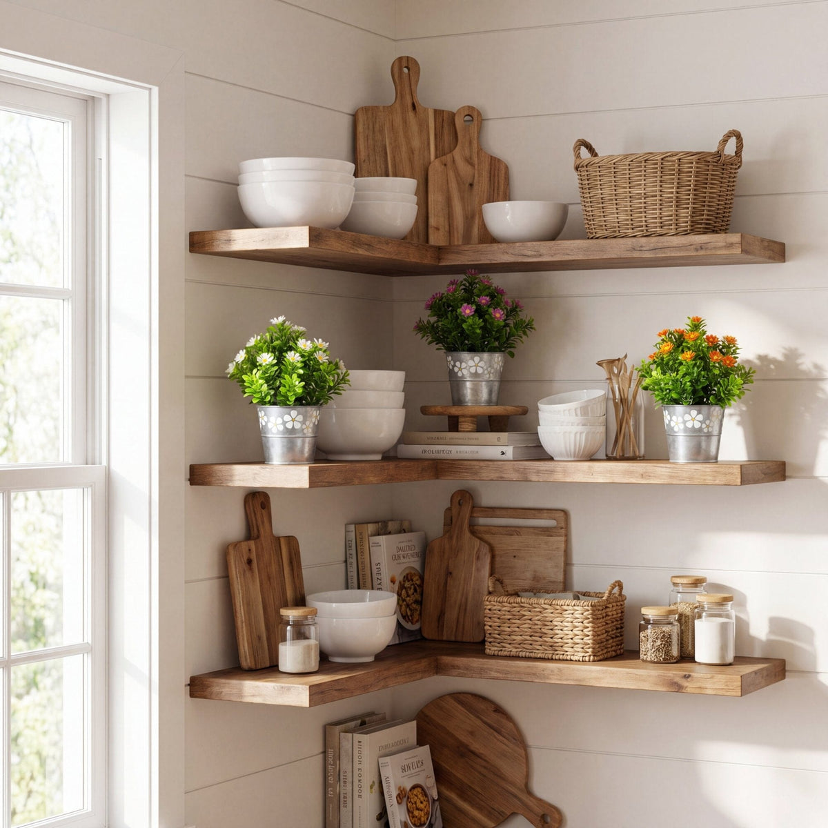 a shelf with different objects on it
