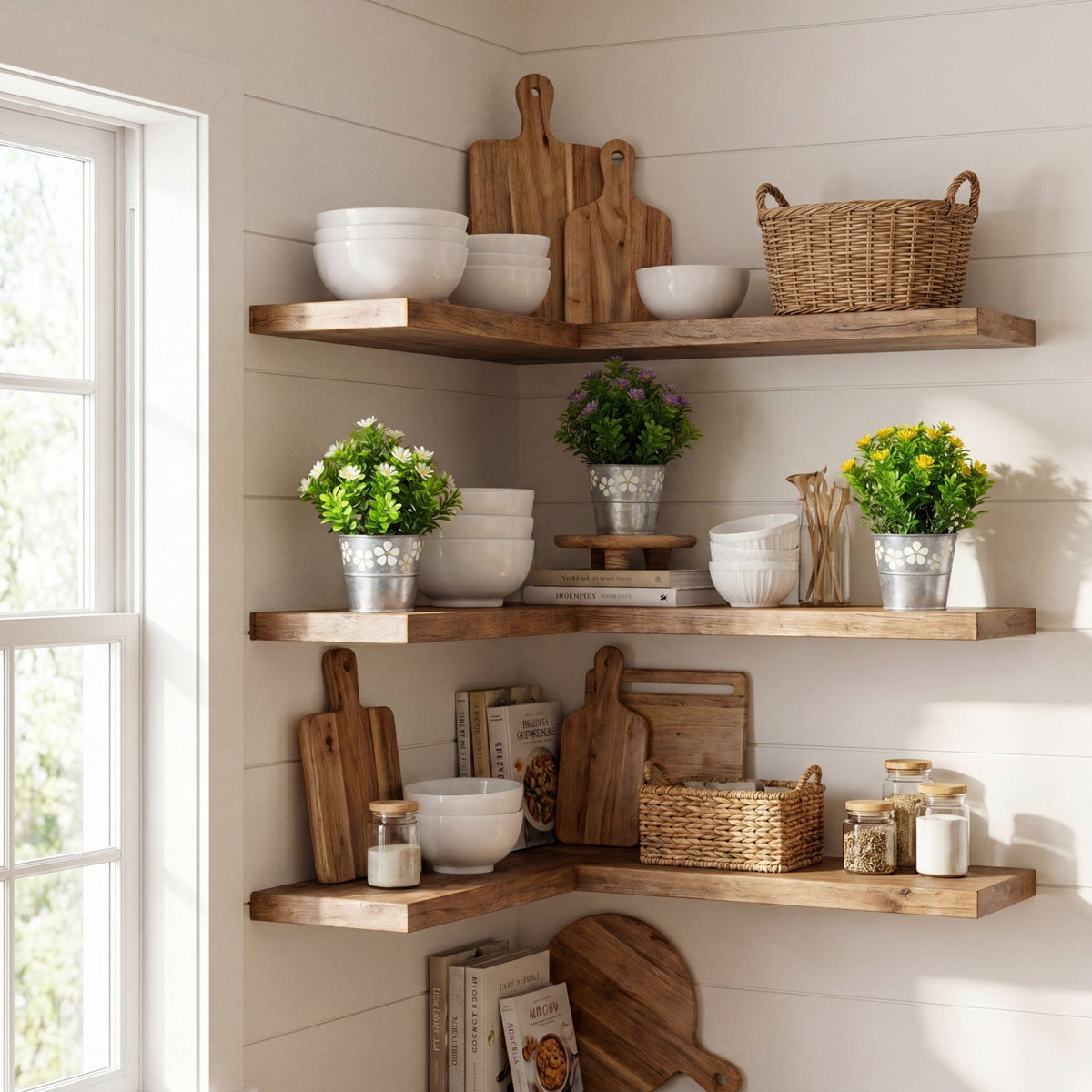 a shelf with different objects on it