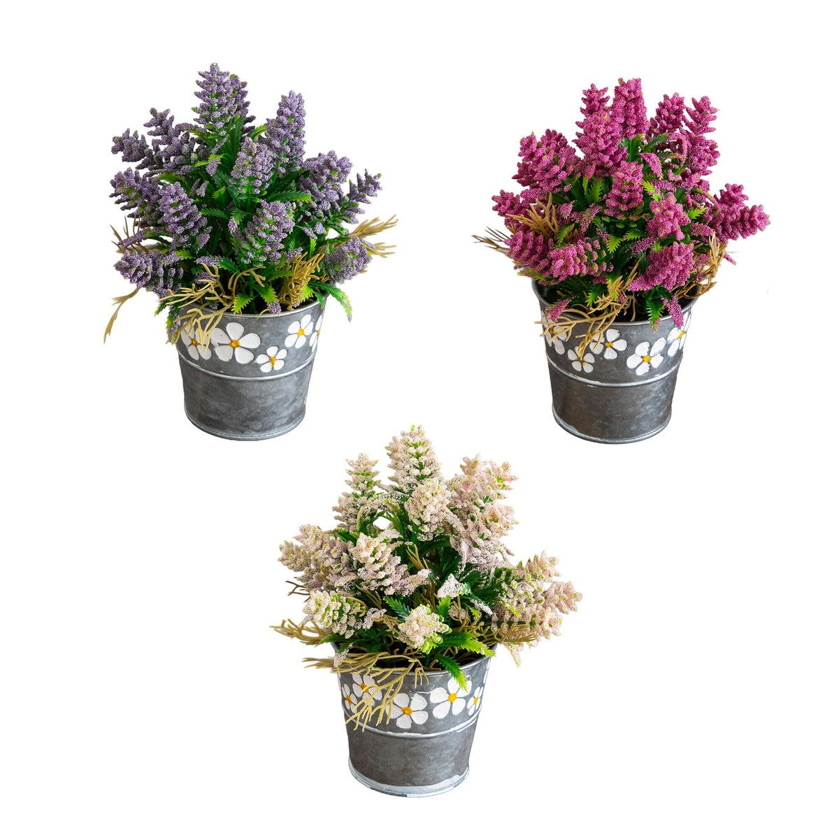 a group of flowers in a bucket
