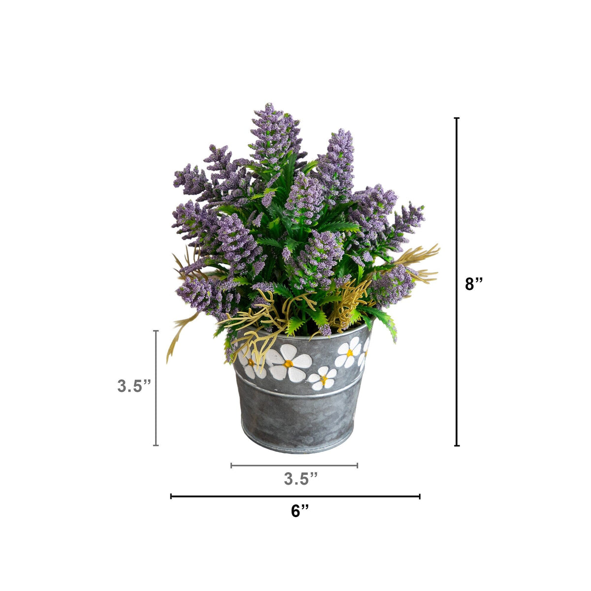 a small potted plant with purple flowers