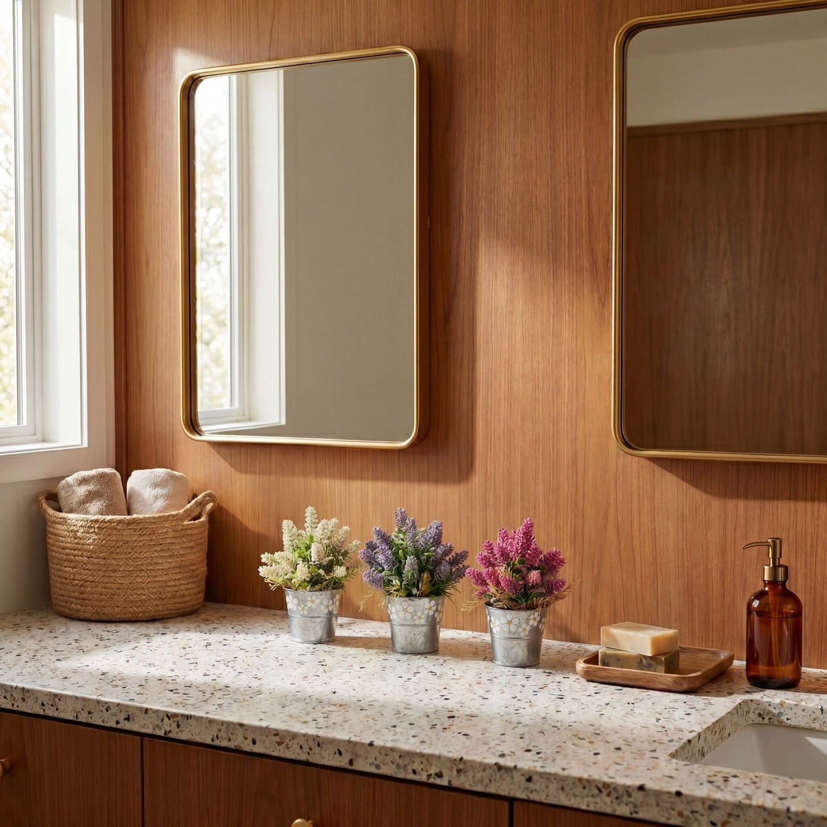a bathroom with a sink and mirror