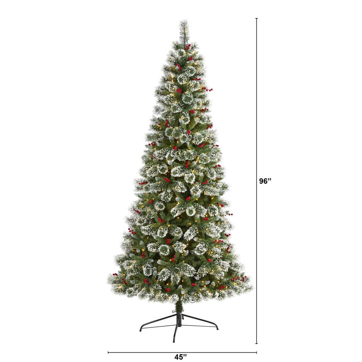 a tall christmas tree with white and red decorations