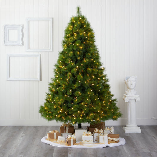 a christmas tree with lights and presents