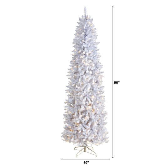 a tall white christmas tree with lights