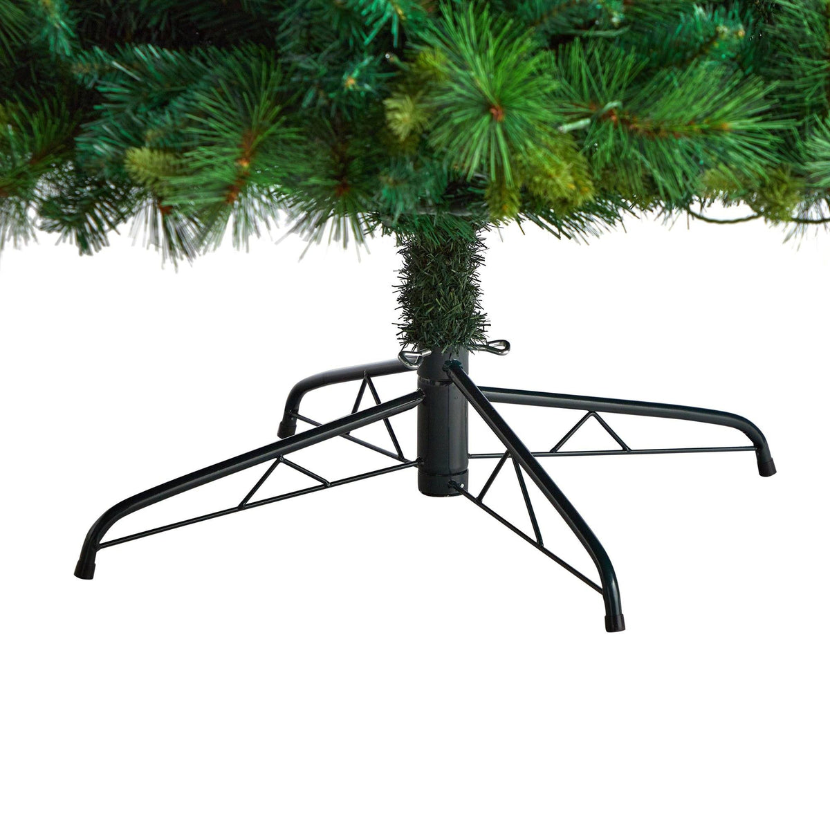 a christmas tree base with green needles