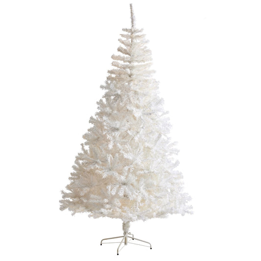 a white christmas tree with white lights