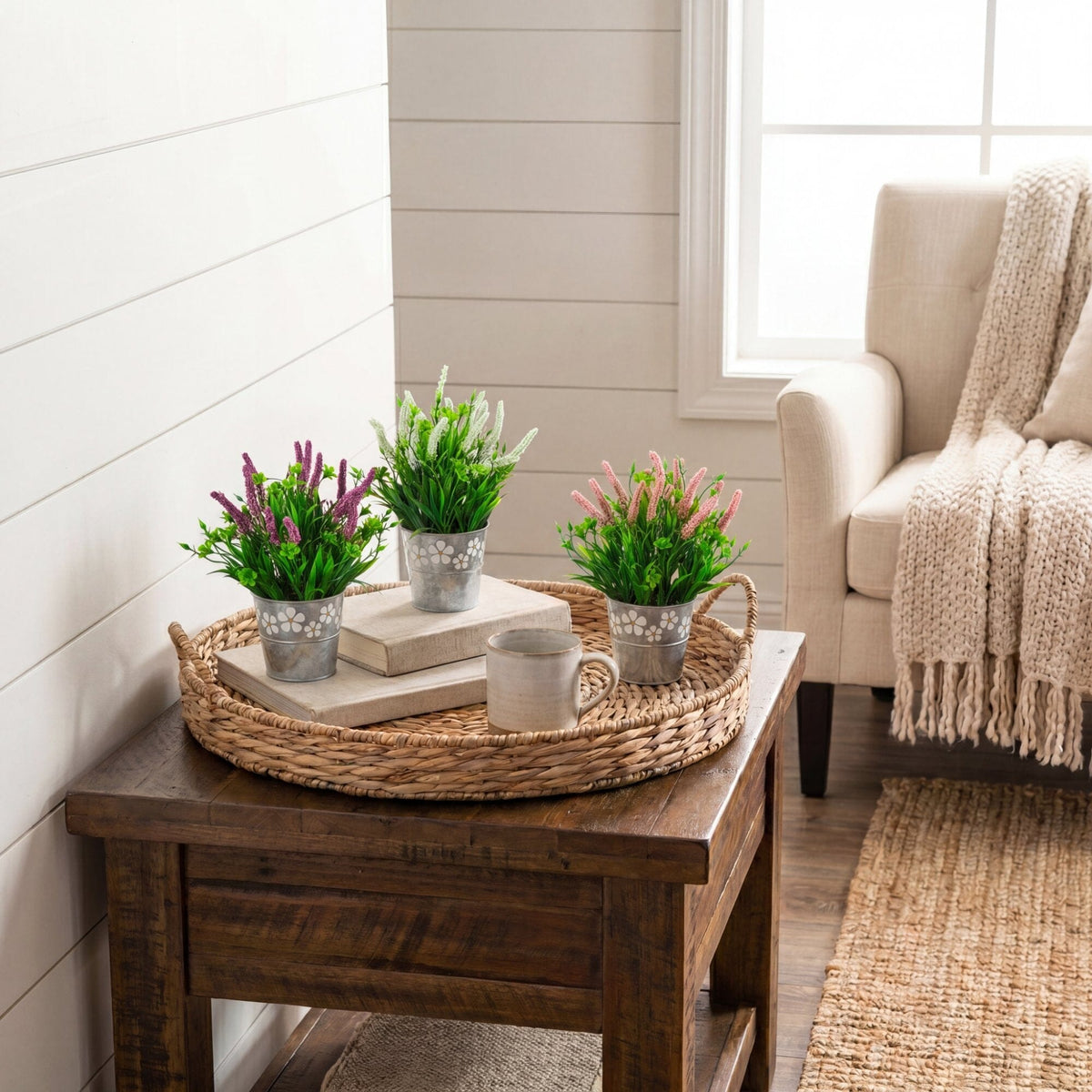 a table with plants on it
