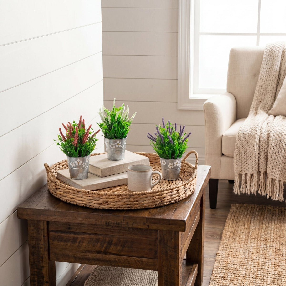 a table with plants on it
