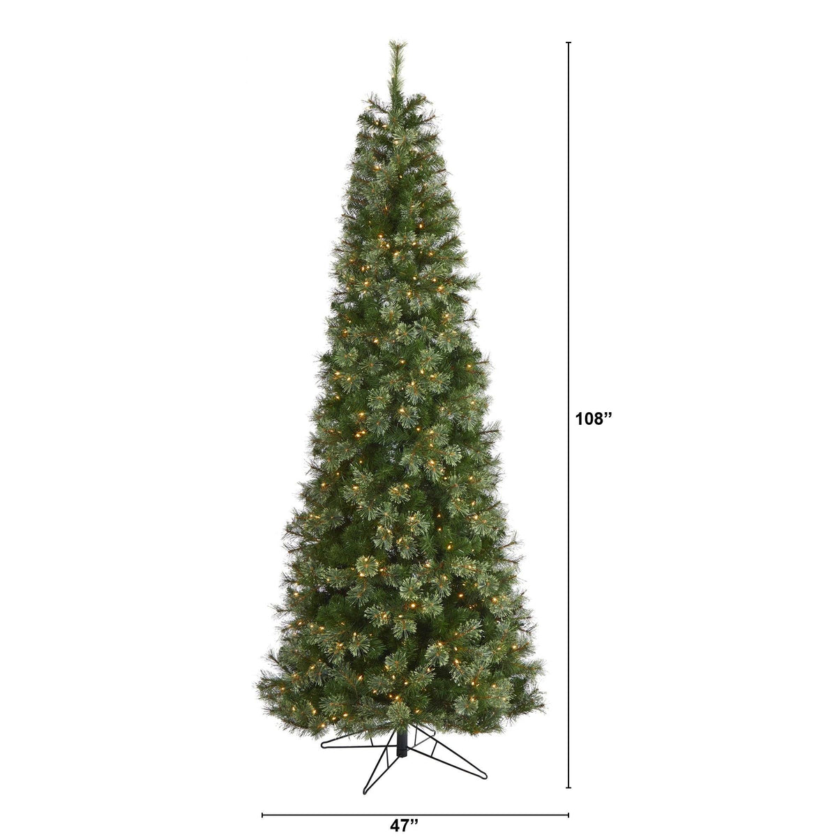 a tall christmas tree with lights