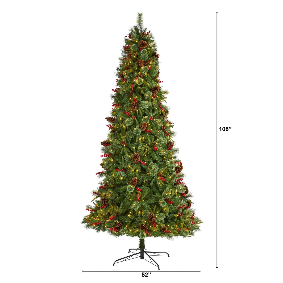 a tall christmas tree with a height chart