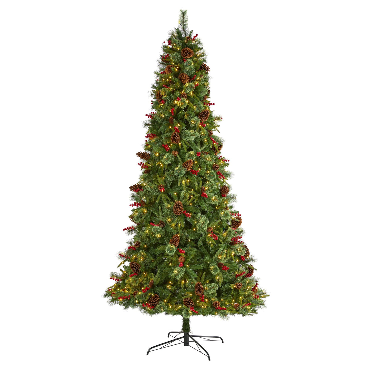 a christmas tree with lights and ornaments