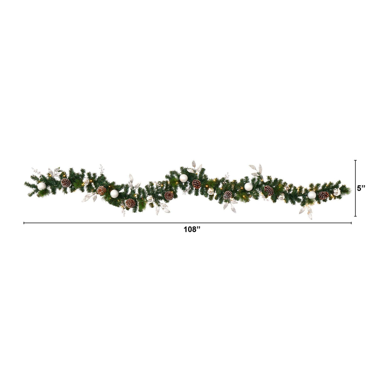 a garland of lights and balls