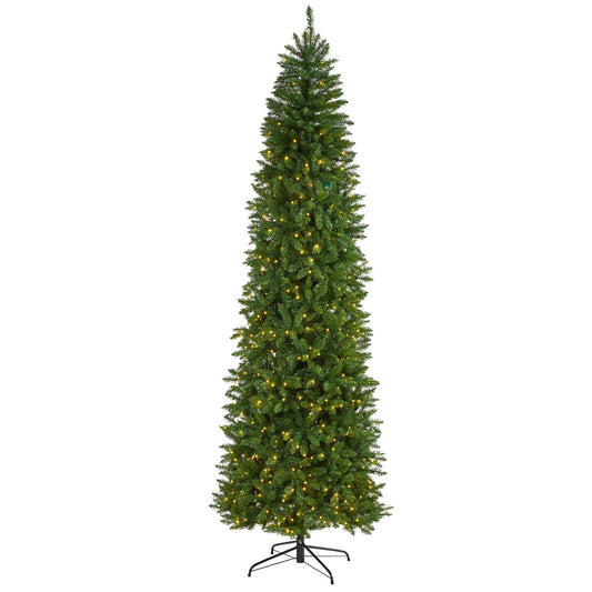 a tall christmas tree with lights