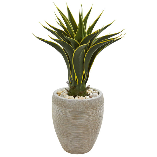 Agave Artificial Plant in Sand Colored Planter