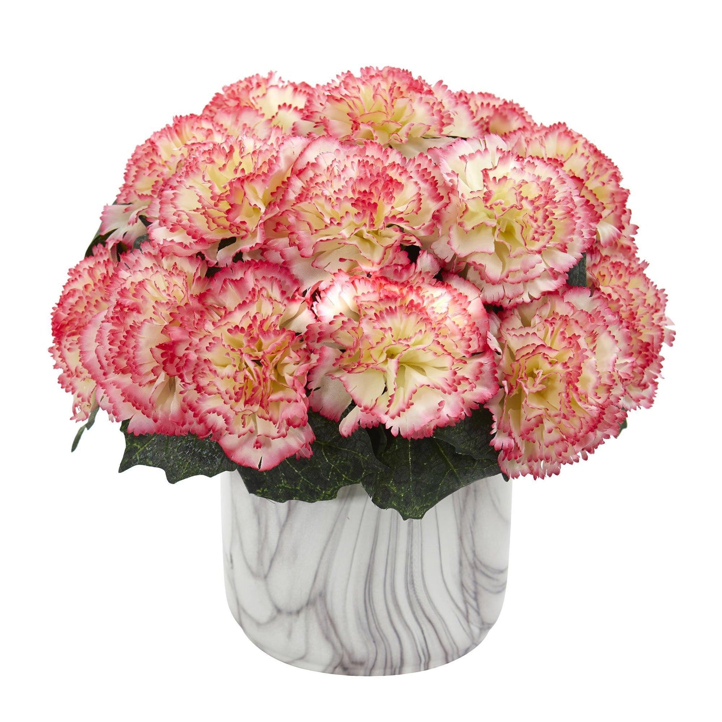 Carnation Artificial Arrangement in Marble Finished Vase