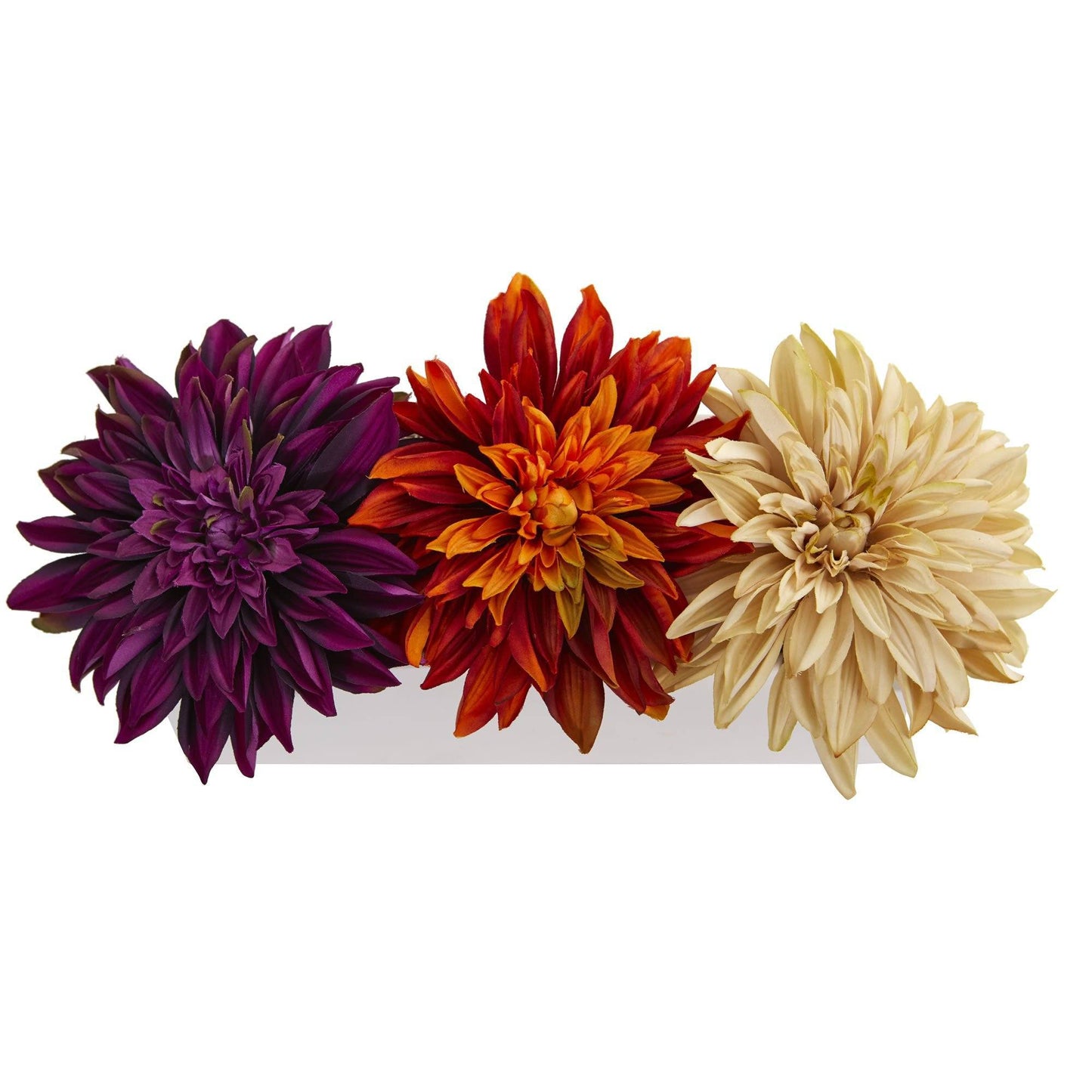Dahlia Artificial Arrangement in White Planter