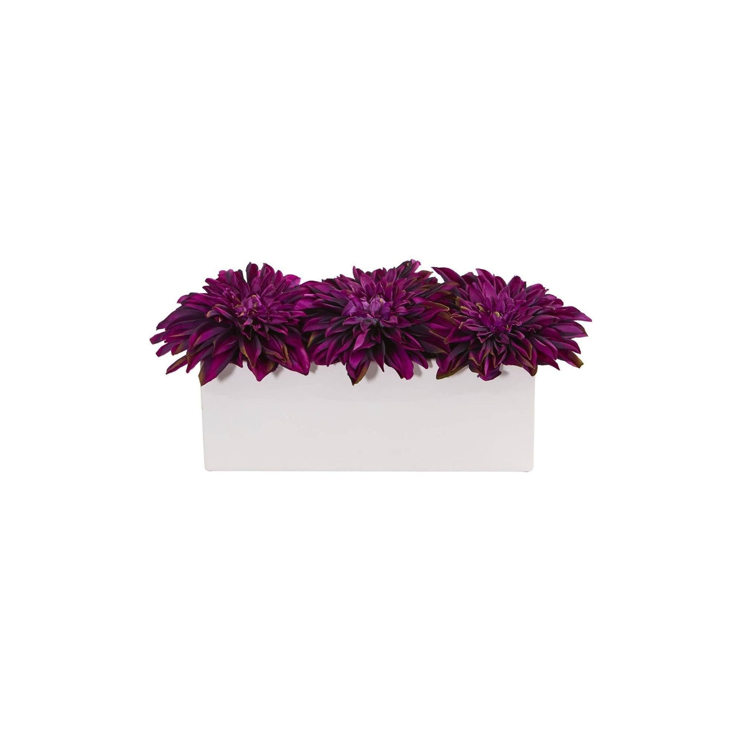 Dahlia Artificial Arrangement in White Planter