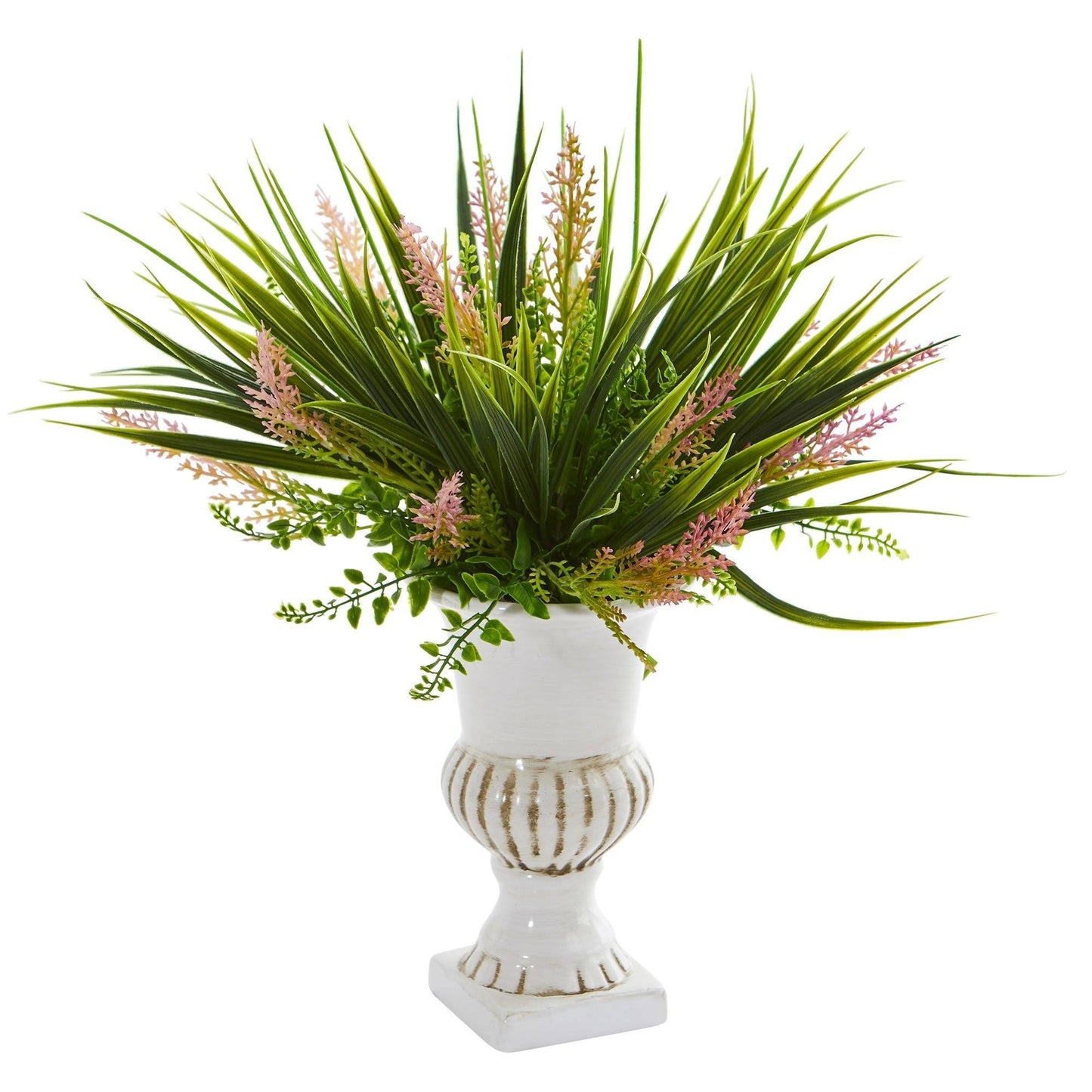 Eucalyptus and Grass Artificial Plant in White Urn (Set of 3)