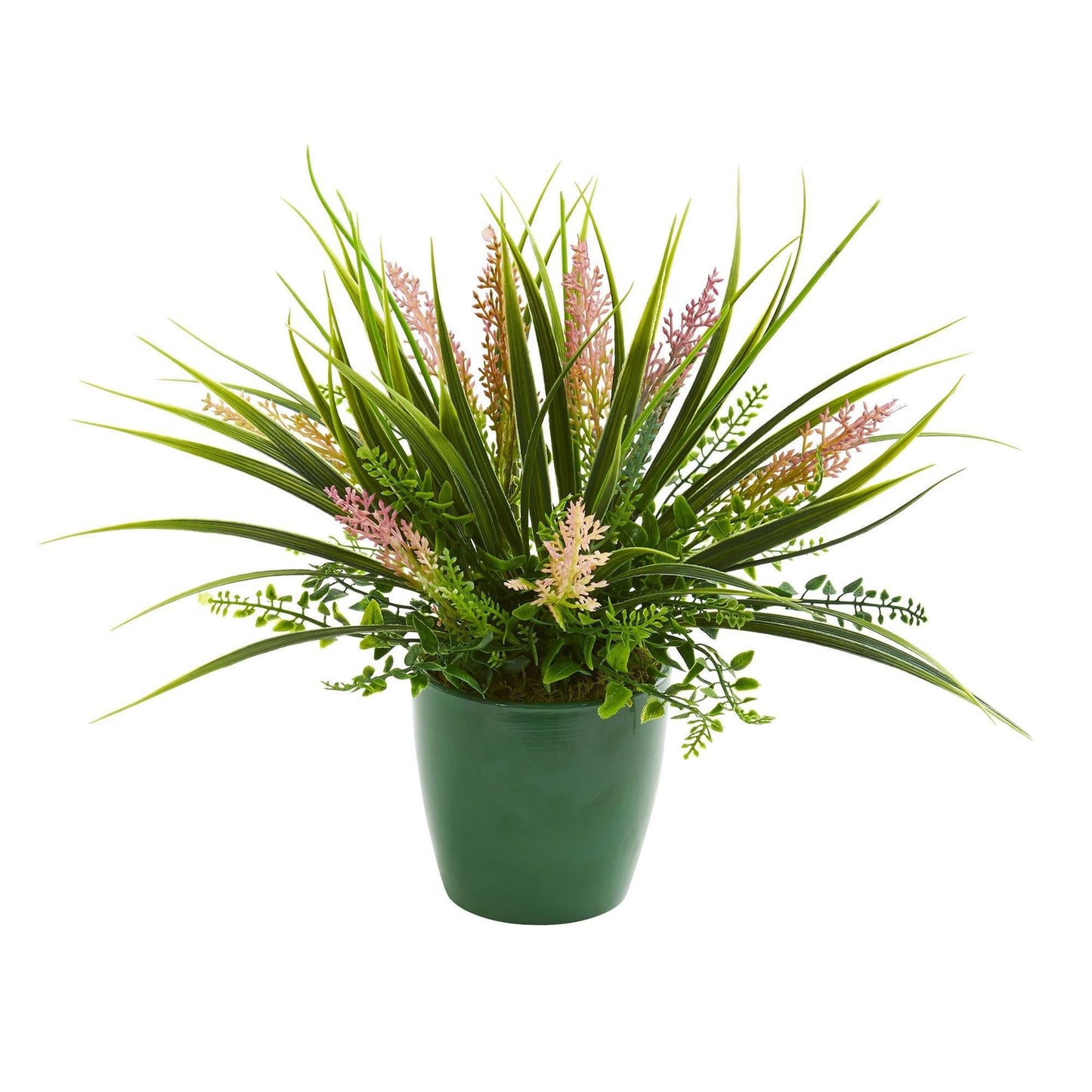 Eucalyptus, Grass and Sedum Artificial Plant in Green Planter (Set of 3)