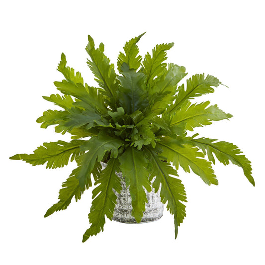 Fern Artificial Plant in Vintage Hanging Planter
