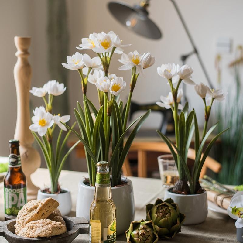 Artificial Silk Real Touch Daffodil Flower Bonsai