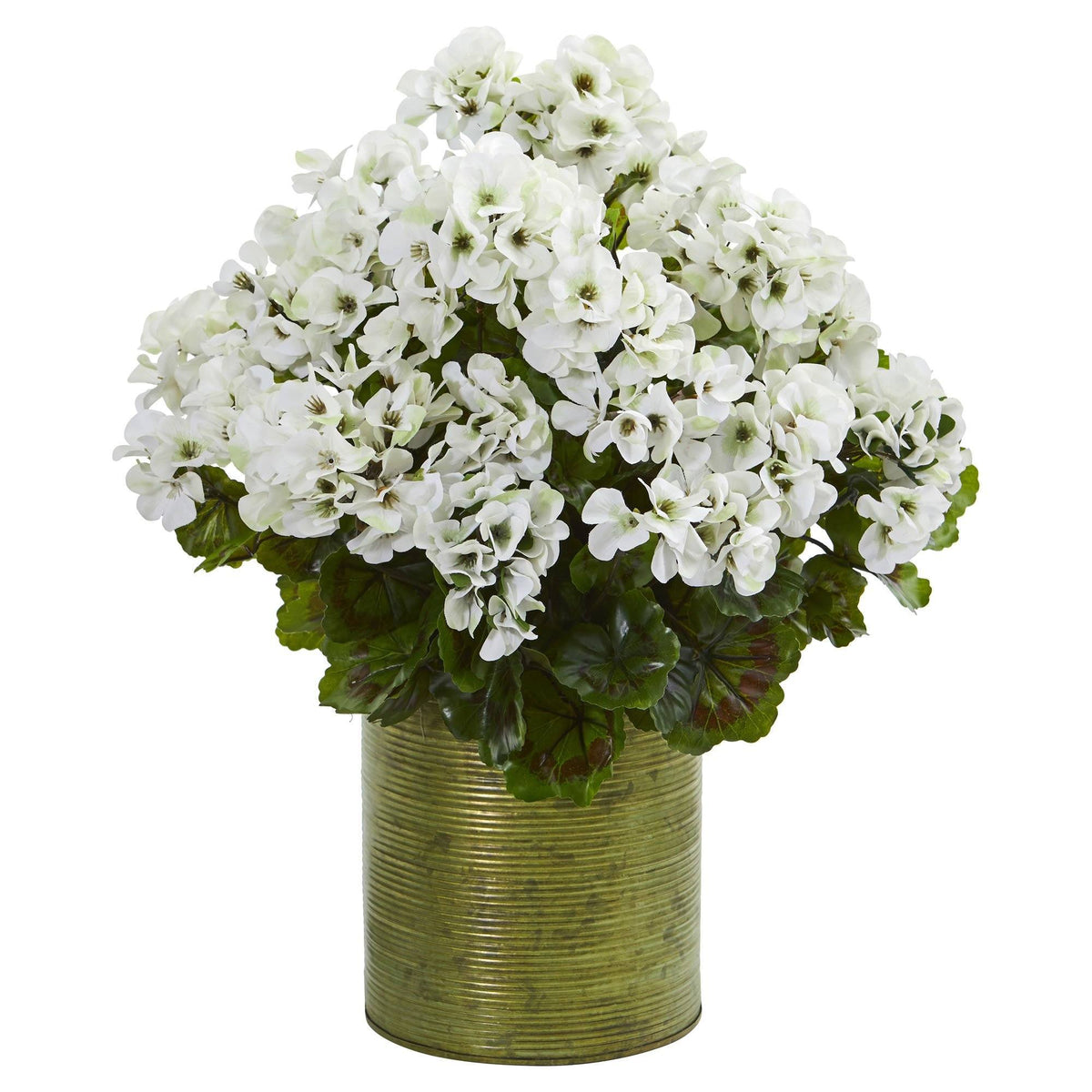 a white flowers in a green vase