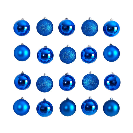 a group of blue ornaments