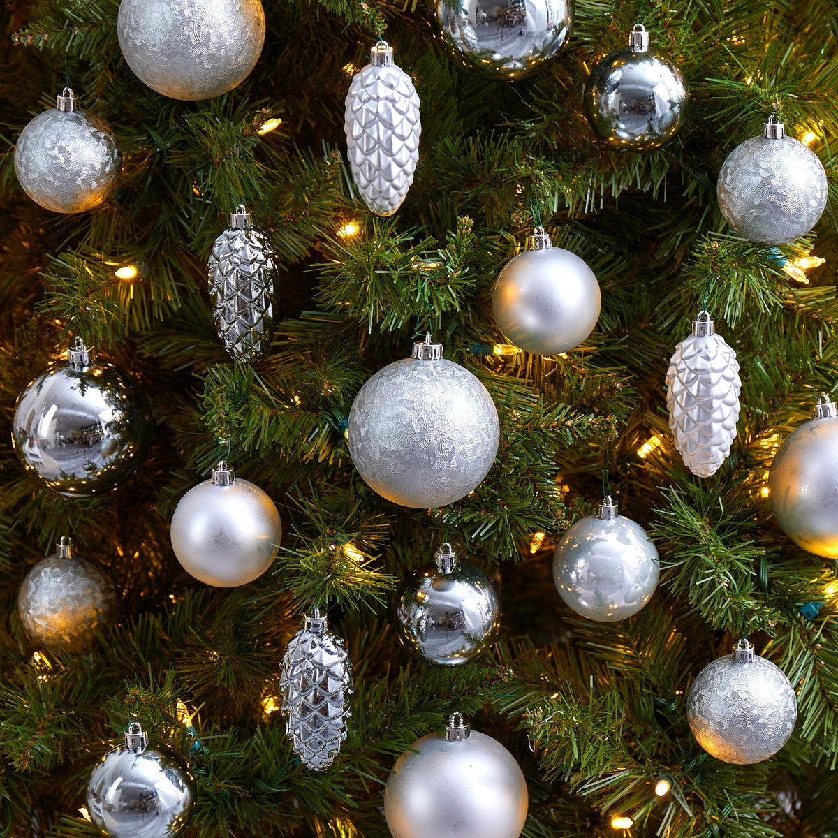 a tree with ornaments and lights