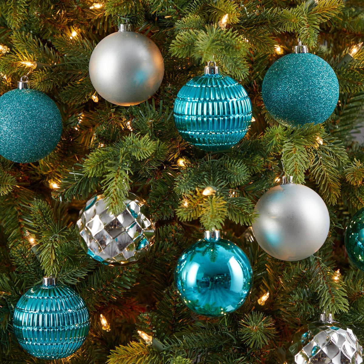a tree with ornaments and lights