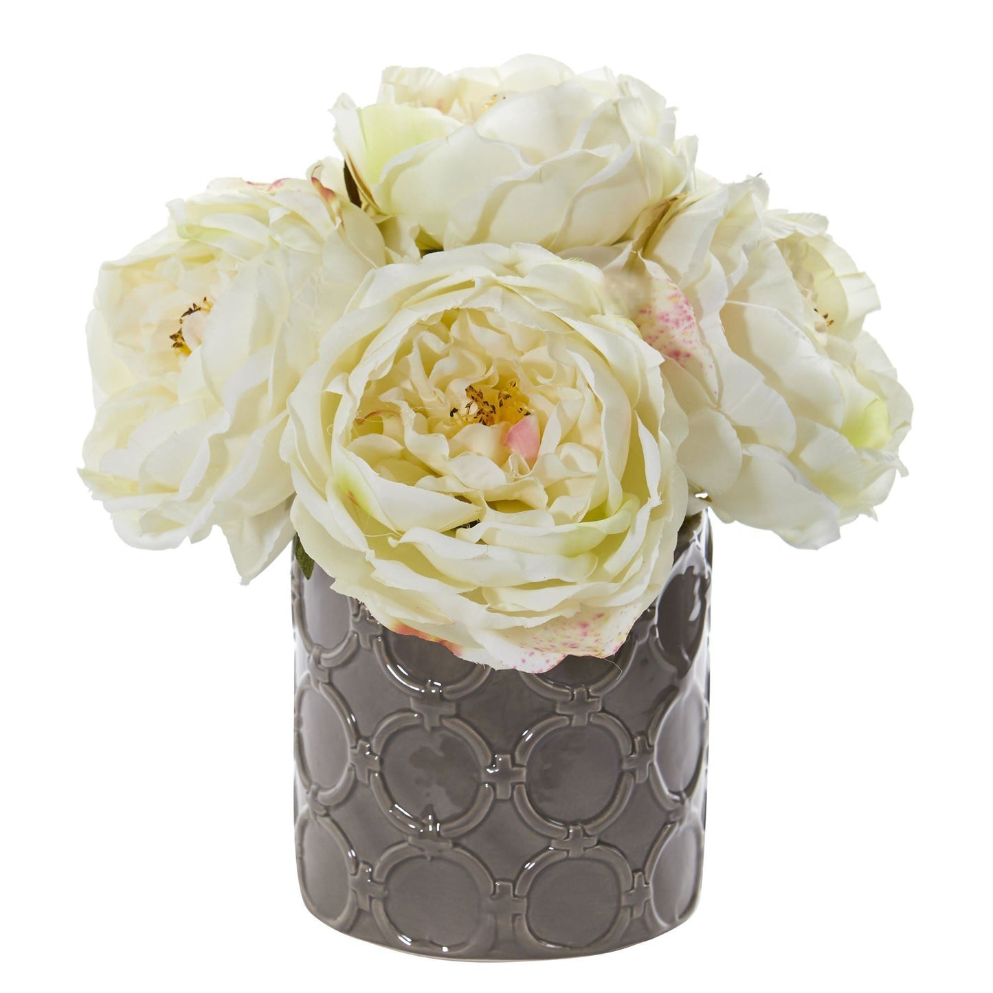 Large Rose Artificial Arrangement in Gray Vase