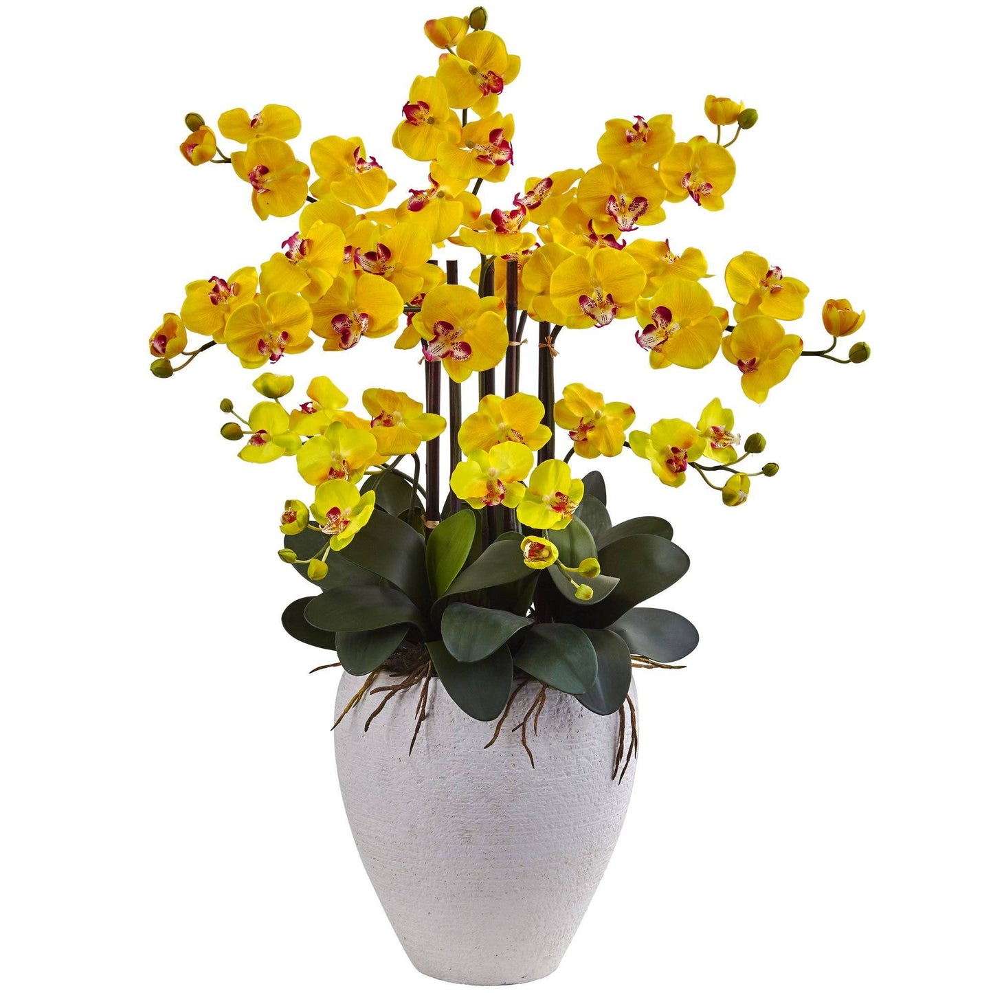 Silk Phalaenopsis Orchid with White Planter