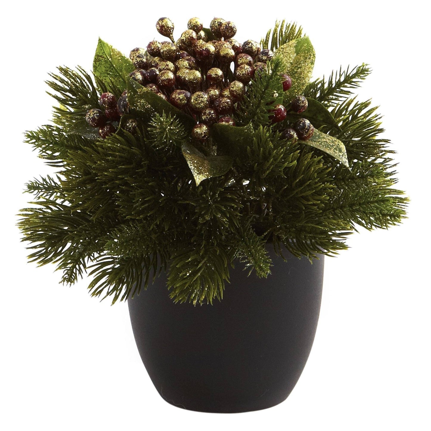 Pine & Berries w/Black Planter (Set of 2)
