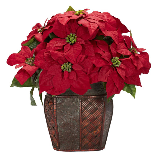 a potted red flowers
