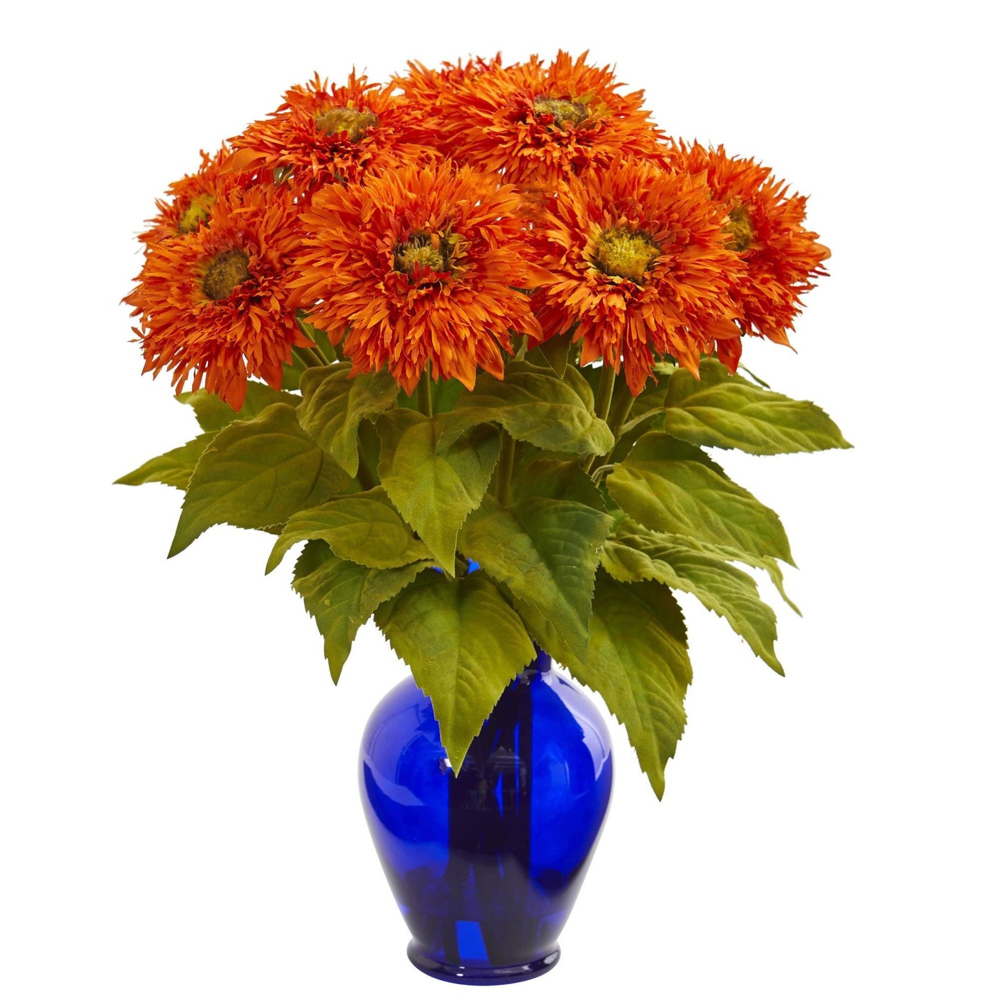 Sunflower Artificial Arrangement in Blue Vase