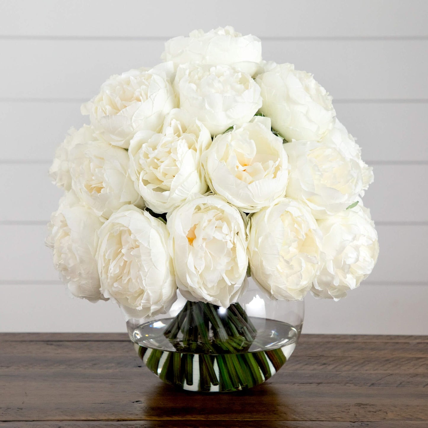 Wedding Collection 15" Artificial Peony Arrangement in Glass Vase