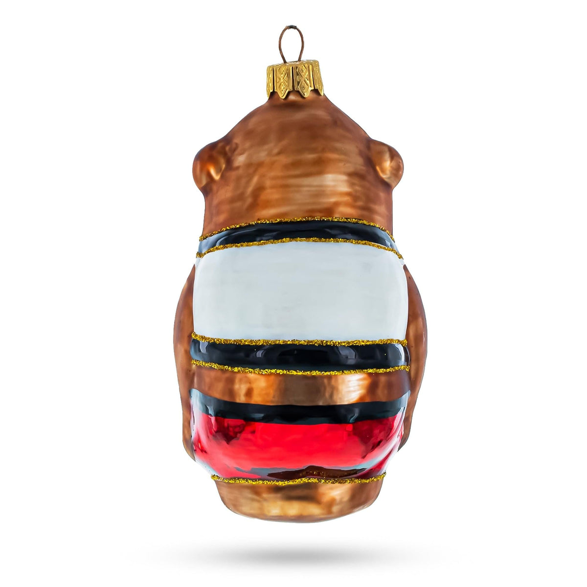 Circus Monkey in Red Shorts and Detailed Vest Glass Christmas Ornament