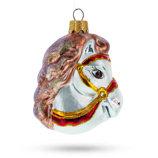 a christmas ornament with a horse head