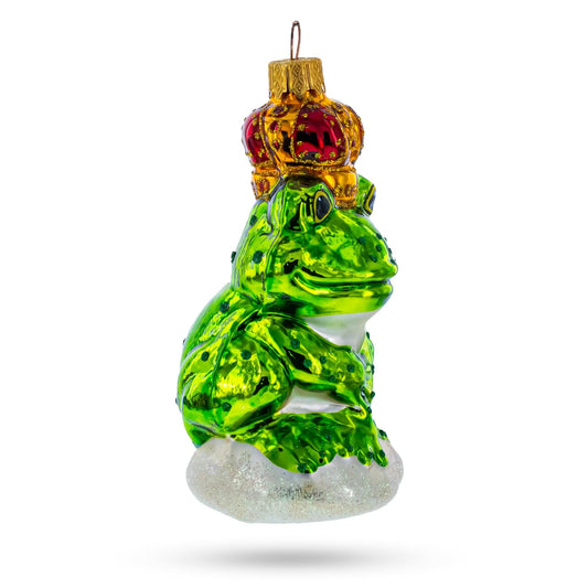 Royal Frog Glass Christmas Ornament