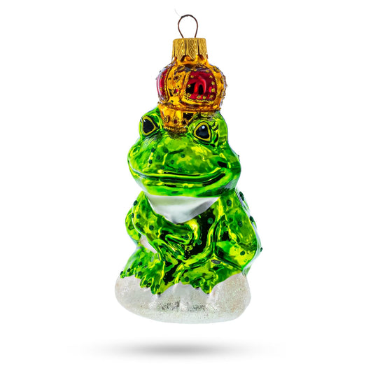 Royal Frog Glass Christmas Ornament