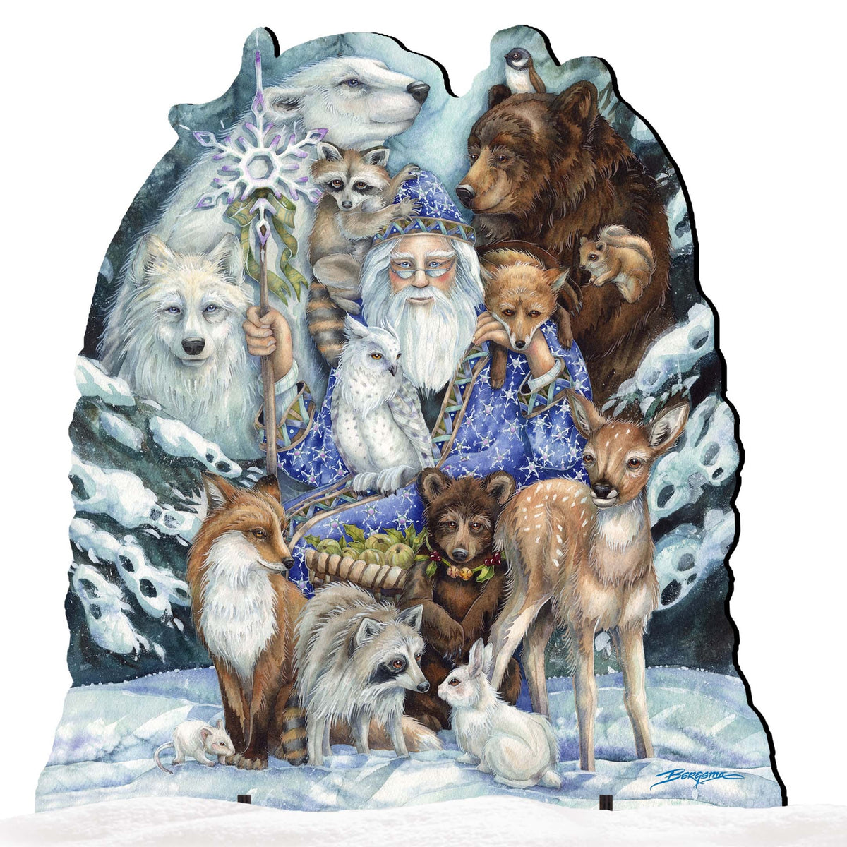 Gather in Peace Father Winter Animals Holiday Outdoor Yard Sign by J. Bergsma - Christmas Decor - 8591968F-JB