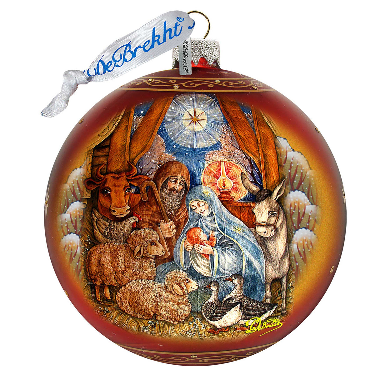 Classical Nativity Glass Ornament by G. DeBrekht - Nativity Holiday Decor - 73371