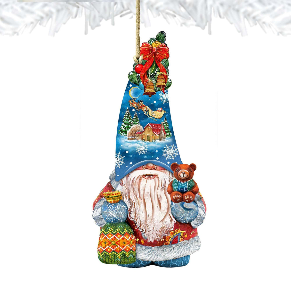 Christmas Gnome Dwarf Wooden Ornaments by G. DeBrekht - Christmas Decor - 8611012