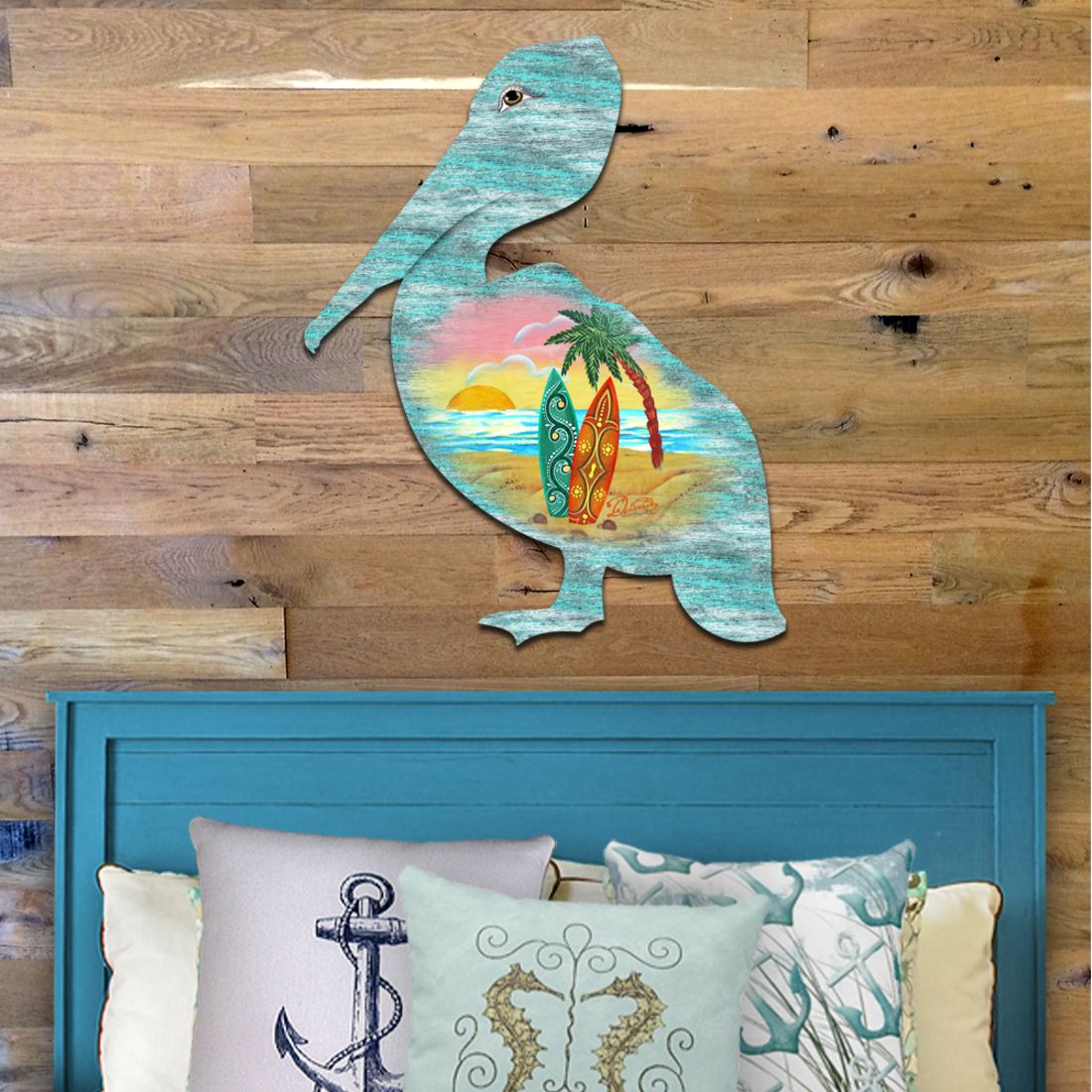 Pelican Decorative Coastal Door Decor by G. DeBrekht - Coastal Holiday Decor - 8198543H
